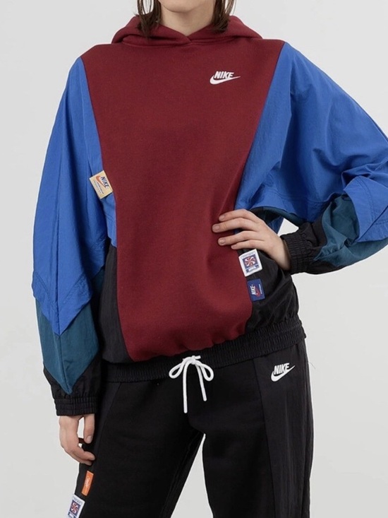 Nike Tops - Nike Icon Clash Women’s Burgundy and Royal Blue Pullover Hoodie